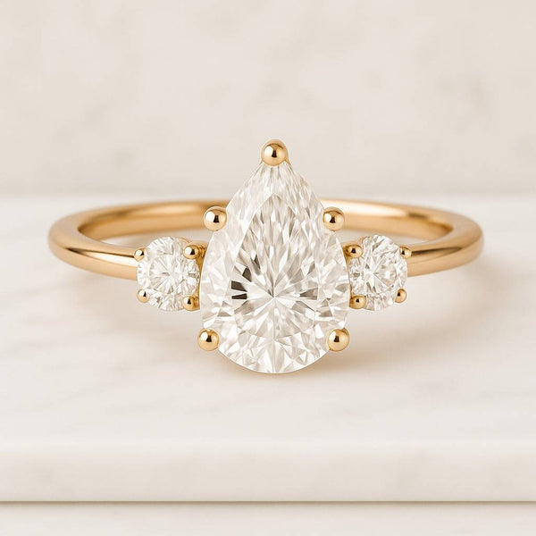 Bypass Pear Shaped Solitaire Diamond Ring for Women Pear Travel Engagement Ring Gold Silver Promise Ring