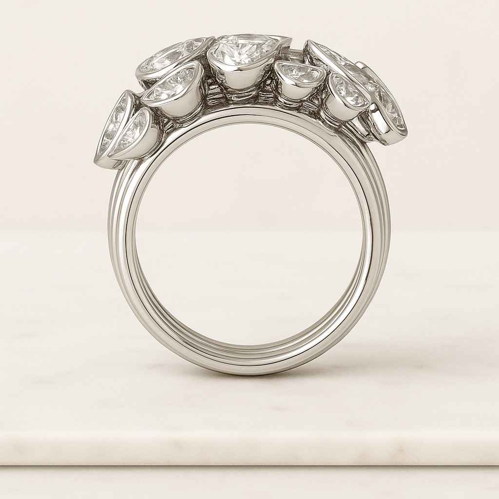 Bypass Pear Shaped Solitaire Diamond Ring for Women Snowdrift Style Wedding Ring Lab Grown Diamond Ring