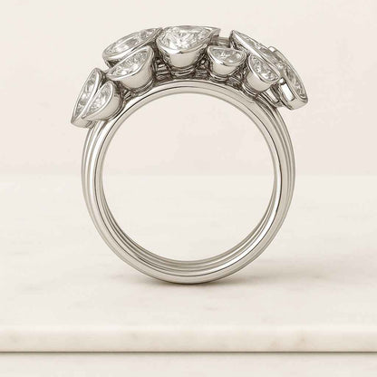 Bypass Pear Shaped Solitaire Diamond Ring for Women Snowdrift Style Wedding Ring Lab Grown Diamond Ring