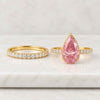 Vivid Pink Pear Cut Lab Grown Diamond Bridal Set
