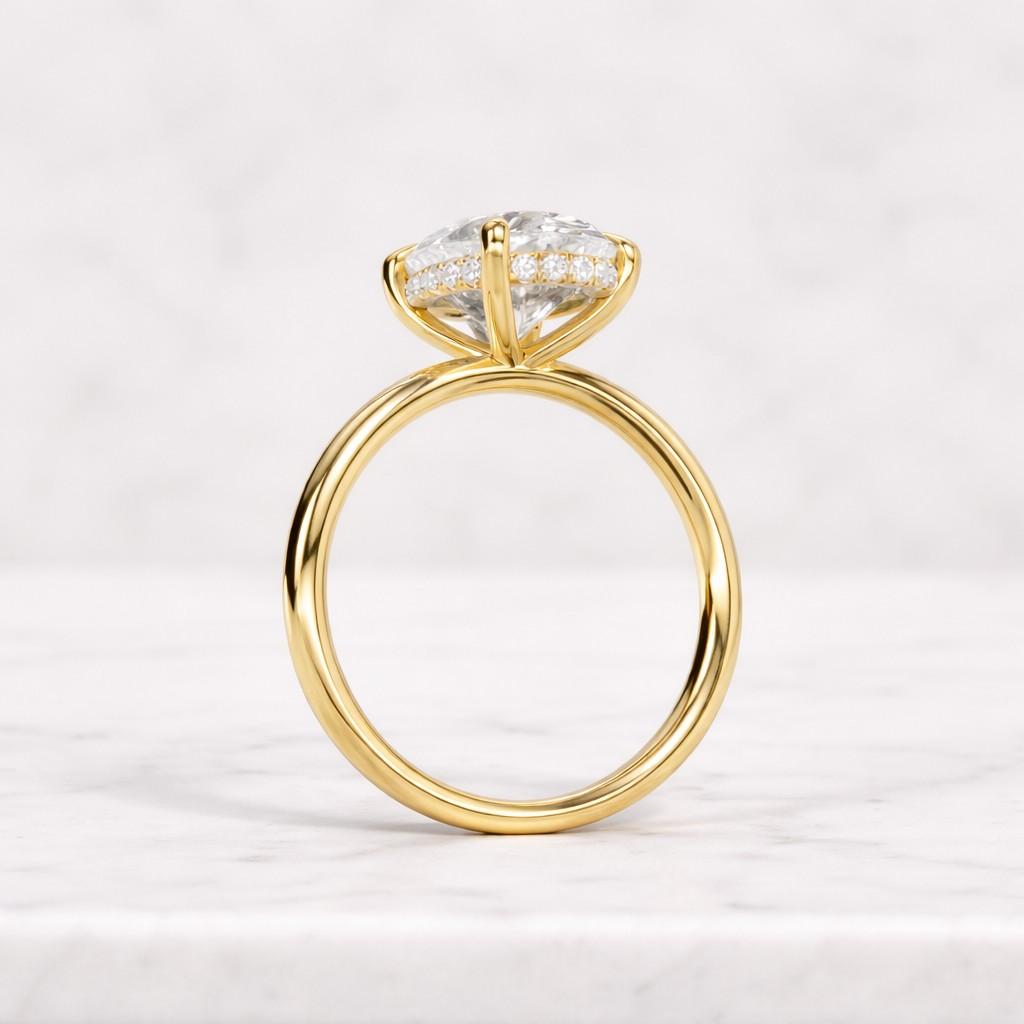 2 ct oval cut solitaire moissanite hidden halo engagement ring,