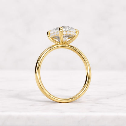 2 CT Oval Cut Solitaire Moissanite Hidden Halo Engagement Ring,