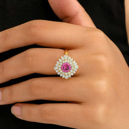 CVD Diamond Floral Style Bridal Ring Ready To Ship