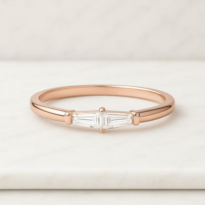 CVD Diamond Matching Band 14K Solid Gold Band For Her