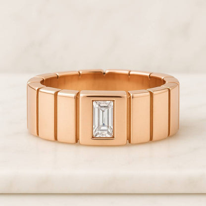 CVD Diamond Matching Band 14K Solid Gold Band For Her Diamond Wedding Band for Husband Elegant Gold Ring Wide Band