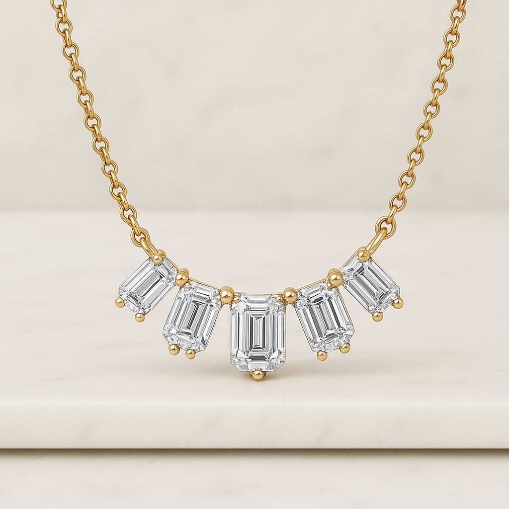 CVD Diamond Necklace 14K Solid Gold Wedding Necklace Gift For Her