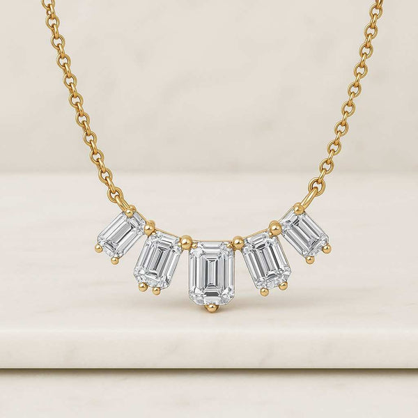 CVD Diamond Necklace 14K Solid Gold Wedding Necklace Gift For Her