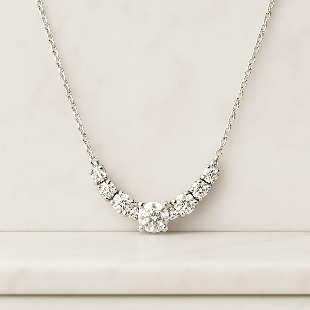 CVD Diamond Necklace 14K Solid Gold Wedding Necklace Gift For Her