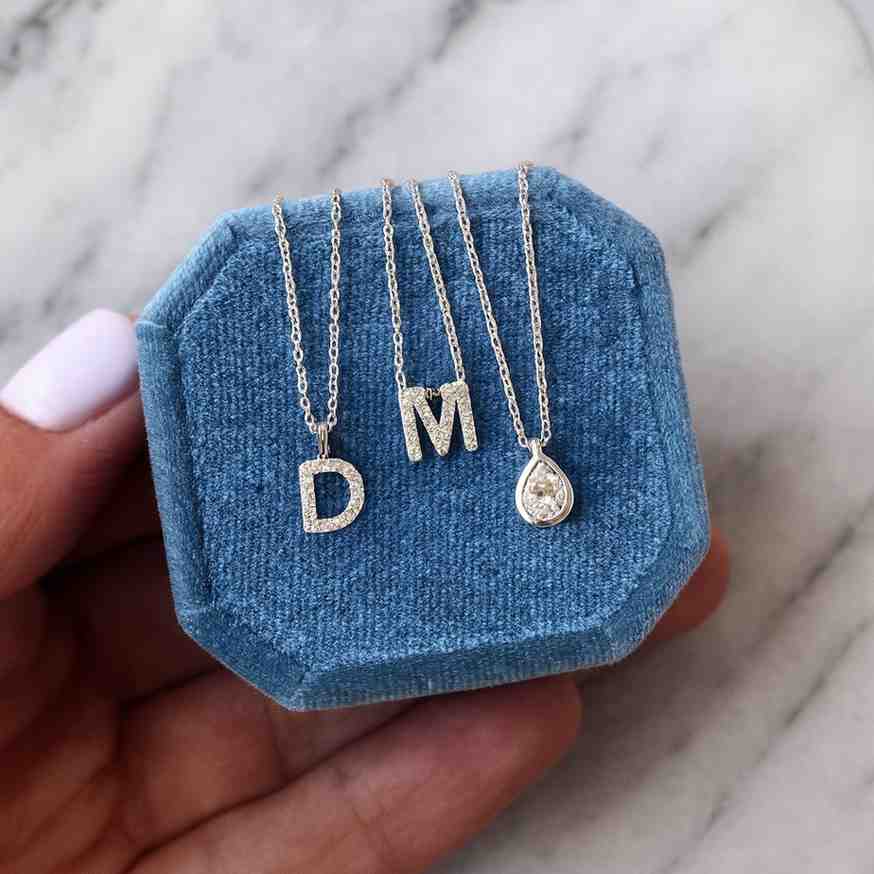 CVD Diamond Pendant Bezel Set Solitaire Pendant Tear Drop Pendant