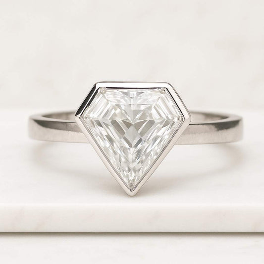 CVD Diamond Trilogy Ring Split Shank Engagement Ring Antique Cut Lab Grown Diamond Ring