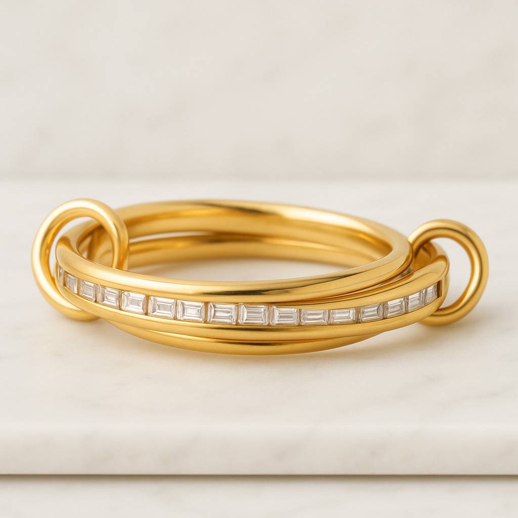 Cable Link Ring For Her 14k Gold Filled Multi Ring Set Two Tone Multi Band Rings with Jump Ring Connector