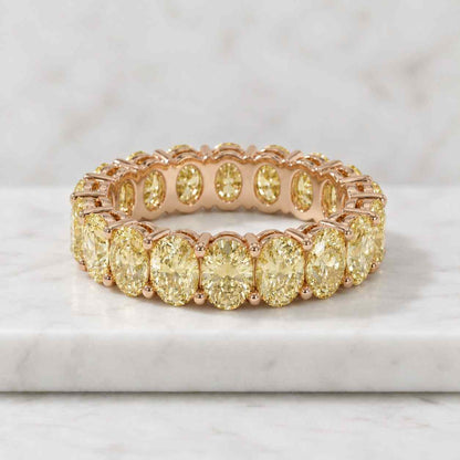 Canary Yellow Oval Moissanite Eternity Band, Women's Anniversary Wedding Ring
