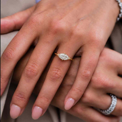 Carat Marquise Lab Grown Diamond Engagement Ring, 14k Gold Solitaire Ring, Unique Bridal Ring, Minimalist Promise Ring
