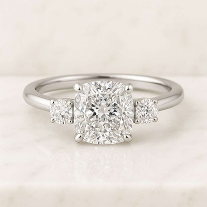 Cathedral Solitaire Lab Grown Diamond Ring  Elongated Cushion Cut Diamond Ring  Single Diamond Ring for Women