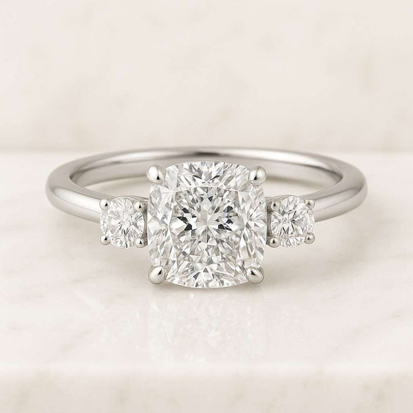 Cathedral Solitaire Lab Grown Diamond Ring  Elongated Cushion Cut Diamond Ring  Single Diamond Ring for Women