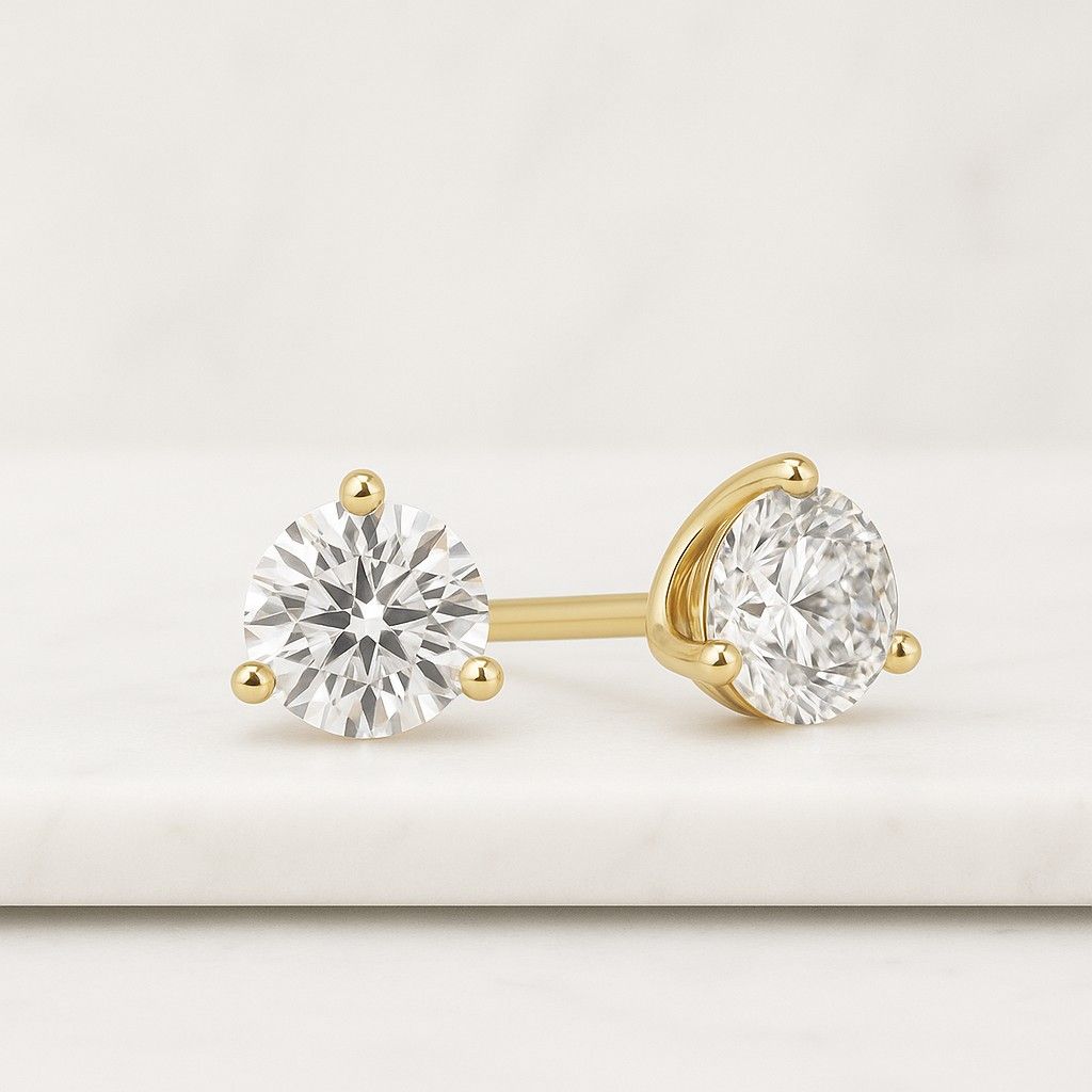 Certified Diamond Studs Round Diamond Stud Earrings Lab Grown Diamond Studs