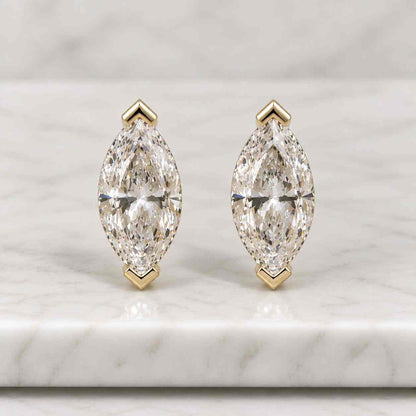 3.00ct total weight E color VS Clarity Certified Marquise cut Lab Grown Diamond Hoop Earrings, 14k Solid Gold Marquise, Perfect Gift for Her
