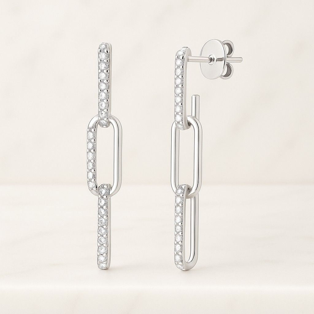 Chain Link Hinged Solid Gold Hoop Earring Platinum Fine Jewelry for Everyday Custom Gifts for Her