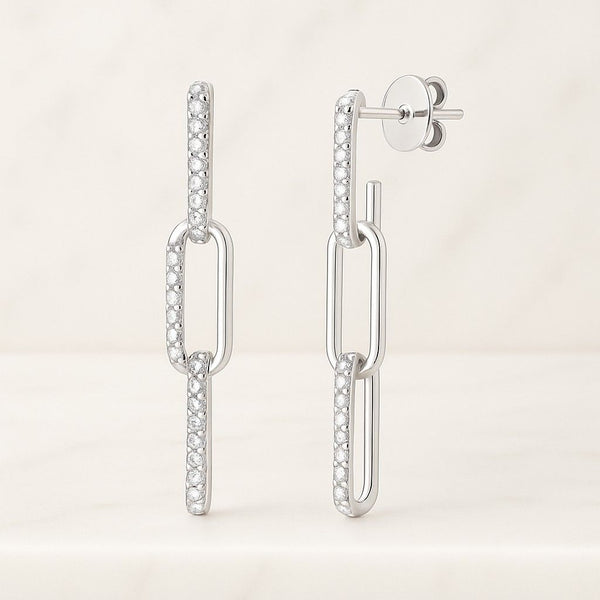 Chain Link Hinged Solid Gold Hoop Earring Platinum Fine Jewelry for Everyday Custom Gifts for Her