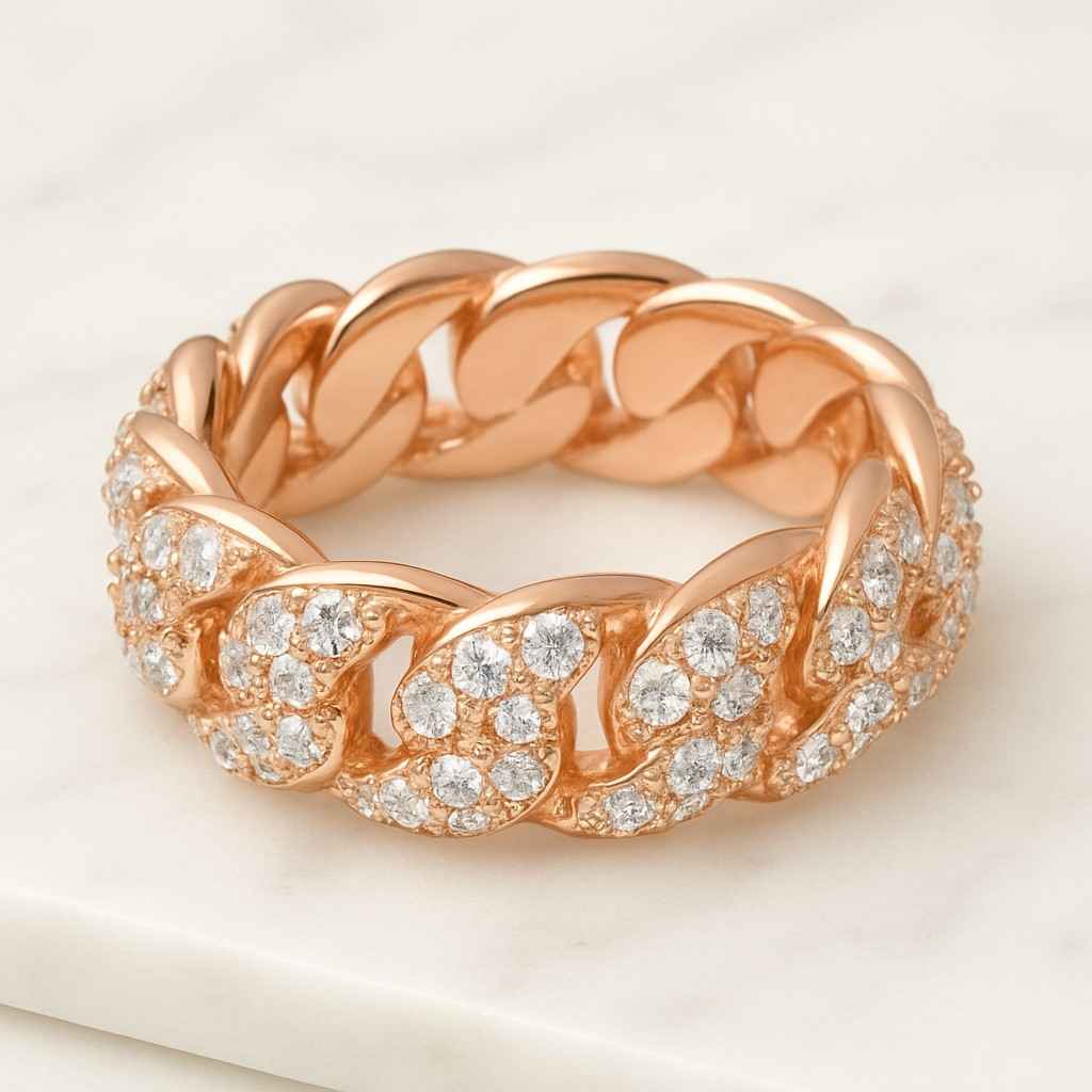 Chain Link Ring Mens Chunky Chain Ring 14k gold Cuban ring 6mm Round Lab Grown Daimond Dainty Band For Mens Mens Wedding Band Unique