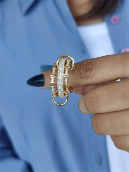 Chain Link Stacking Band Ring Sterling Silver Friendship Jewelry Trendy Best Friend Gift