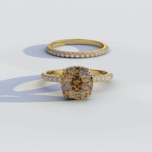 Champagne Brown Color Diamond Ring Set
