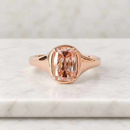 3.63 CT Champagne Elongated Cushion Cut Moissanite Engagement Ring, Yellow Gold Ring, Straight Shank Solitaire Bridal Ring
