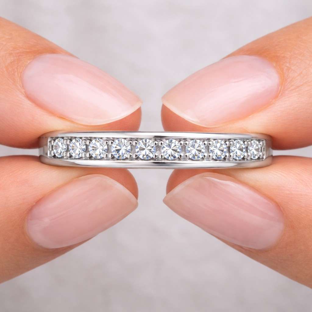 channel set diamond wedding band