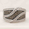 Black and White Diamond White Gold Crises Cross Ring