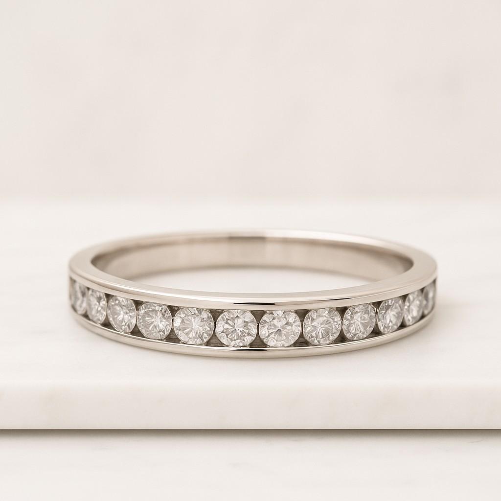 channel set round diamond wedding band half eternity lab grown diamond band stackable band for engagement ring