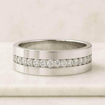 Channel Set Round Diamond Wedding Band Lab Grown Diamond Eternity Band