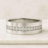 Channel Set Round Diamond Wedding Band For Men's And Women