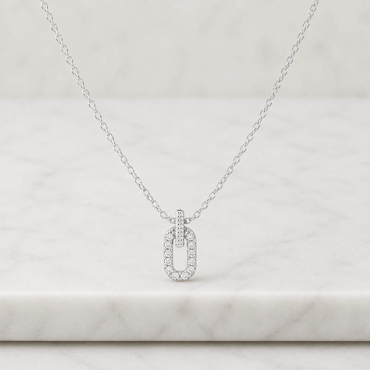 yellow gold lab grown diamond paperclip pendant necklace