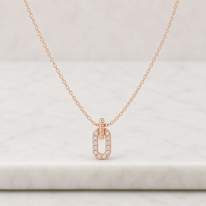 Yellow Gold Lab Grown Diamond Paperclip Pendant Necklace