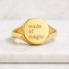 Engraved Gold Tone Signet Ring for Men