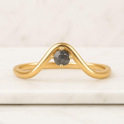 Curved Moissanite Wedding Band Half Eternity Stacking Ring