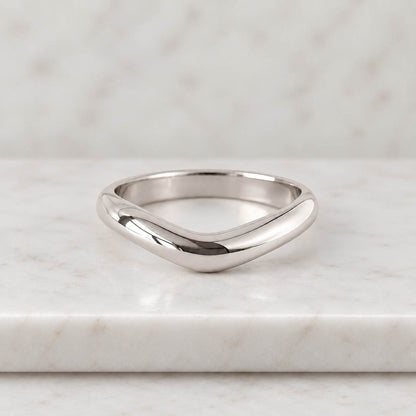 Chevron Ring, 14K Solid Gold Curved Dome Ring, 925 Sterling Silver Curved Dome Ring, Stackable Ring, Mother's Day Gift, Valentine's Day Gift
