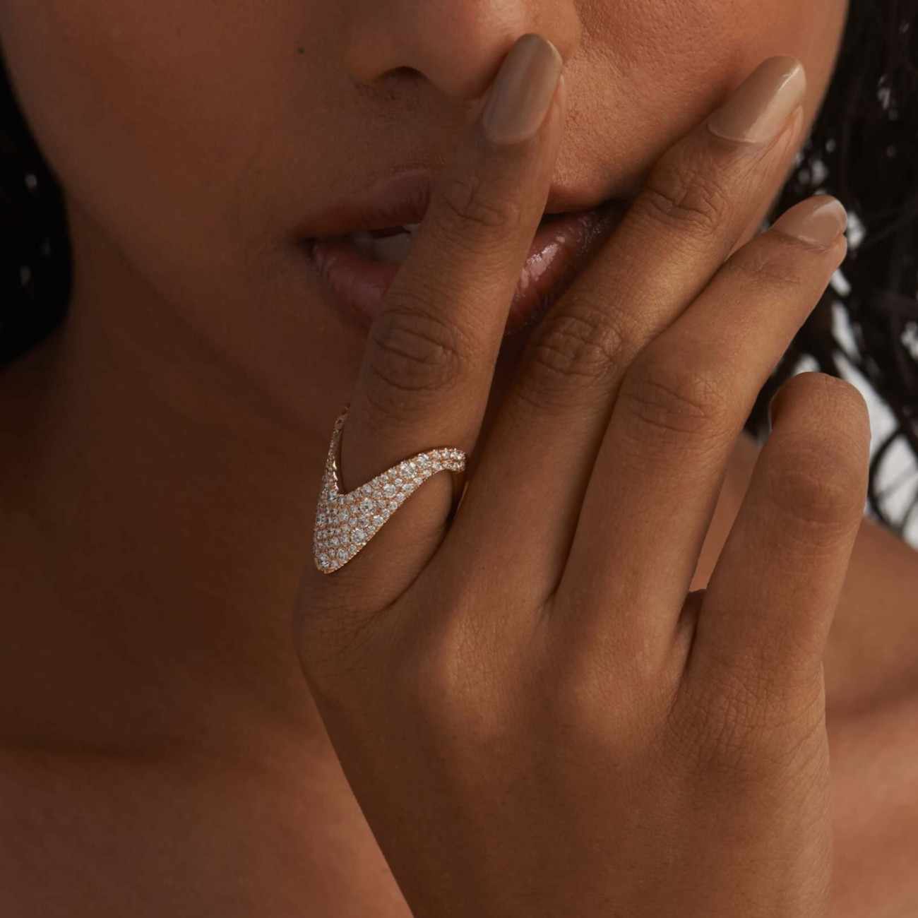 Chevron Ring Thumb Ring Solid Gold Royal Curve Ring