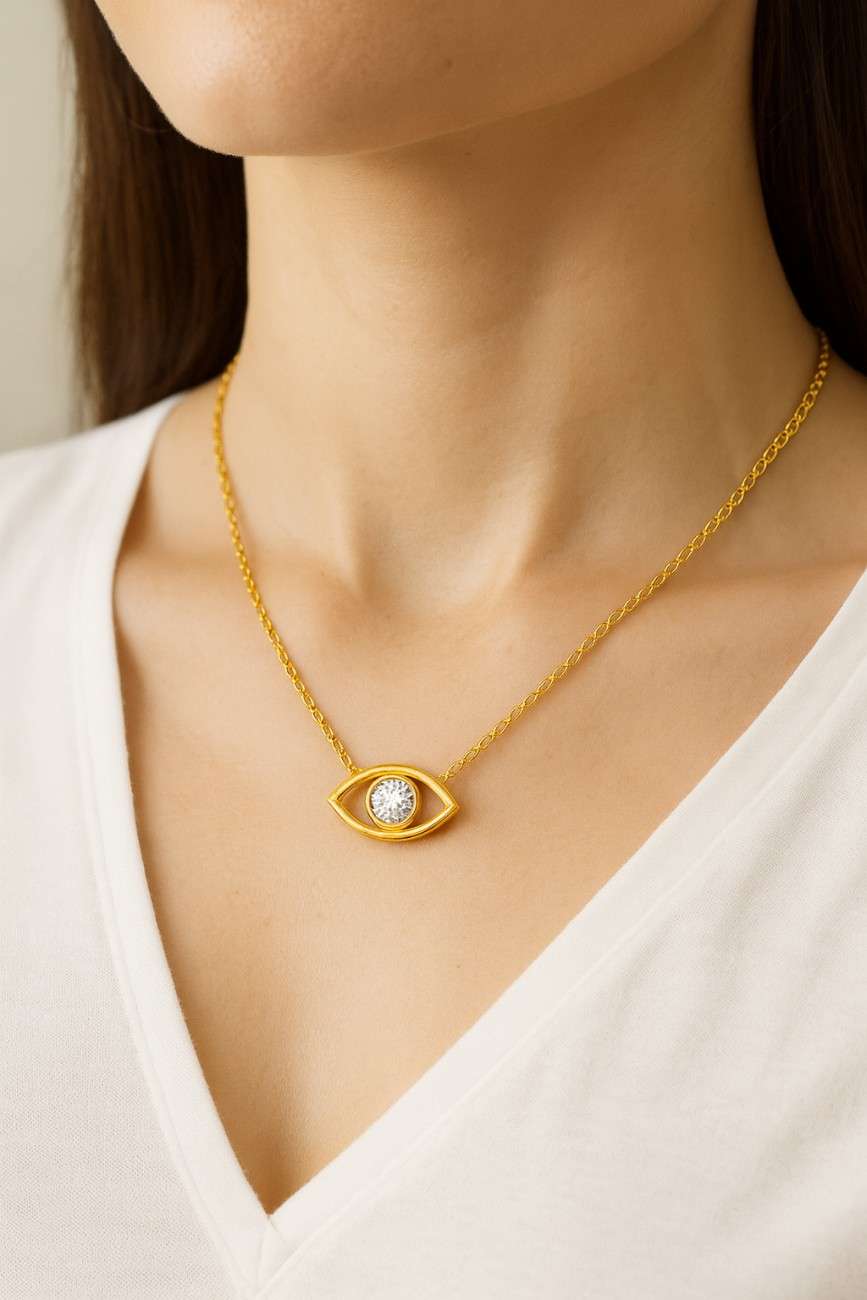 Christmas Evil Eye Necklace for Women Blue Sapphire Eye Pendant with CZ Diamond Dainty Jewelry Gift for Her Good Luck Charm