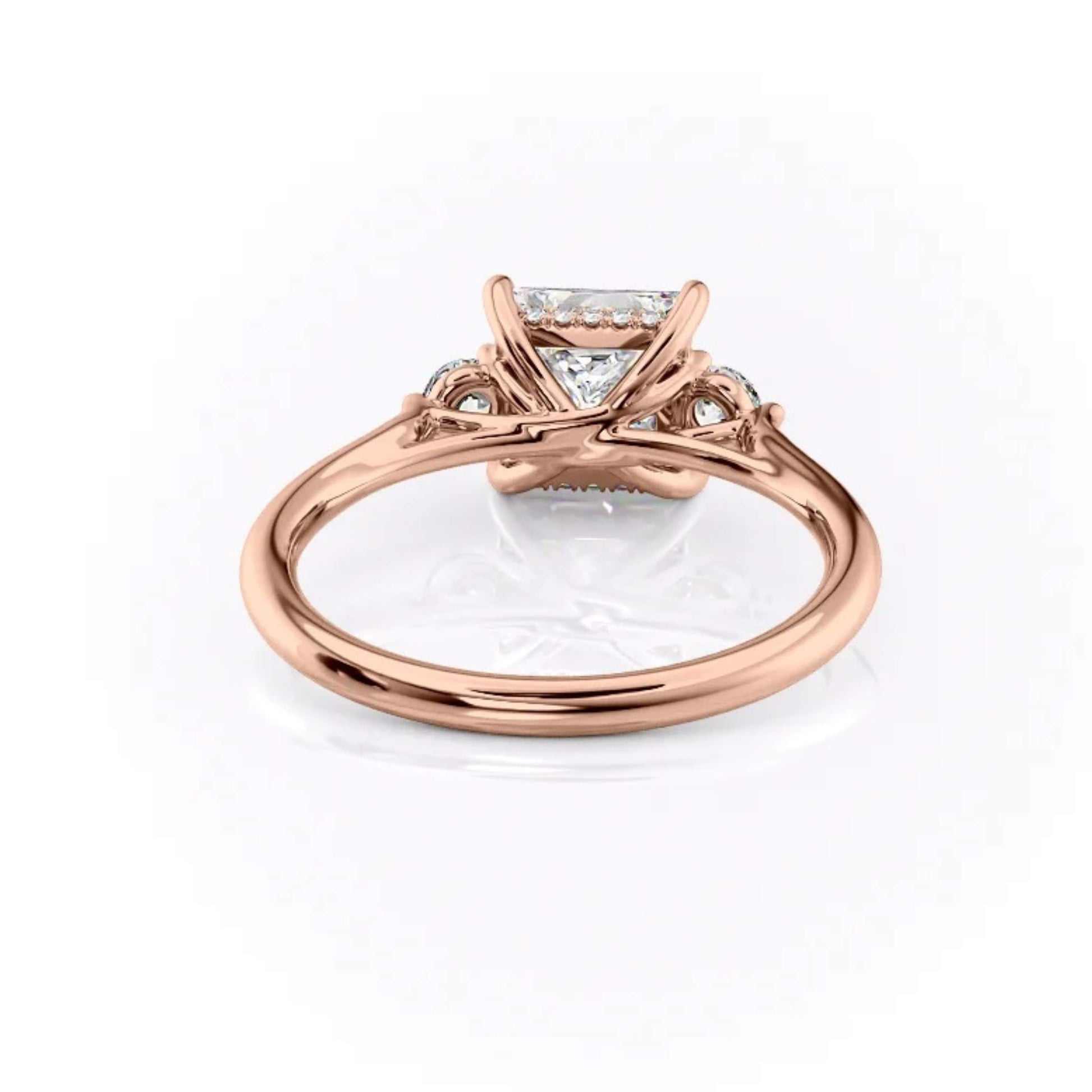 Christmas Gift For Her, large moissanite 3 stone wedding ring anniversary ring Hidden Halo
