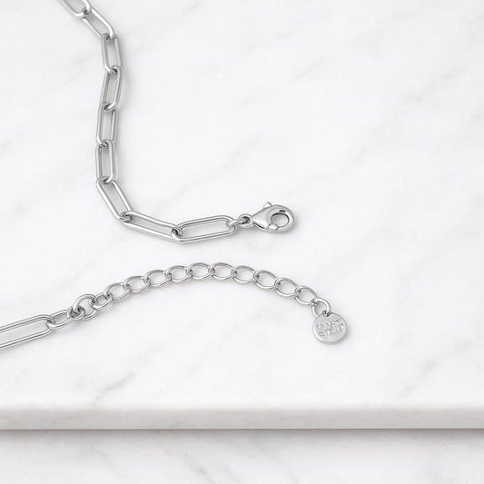 Chunky black and white statement necklace funky necklace made in USA link bold necklace mesh neclace