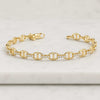 Mariner Chain Round Cut Lab Grown Diamond Solid Gold Anchor Link Bracelet