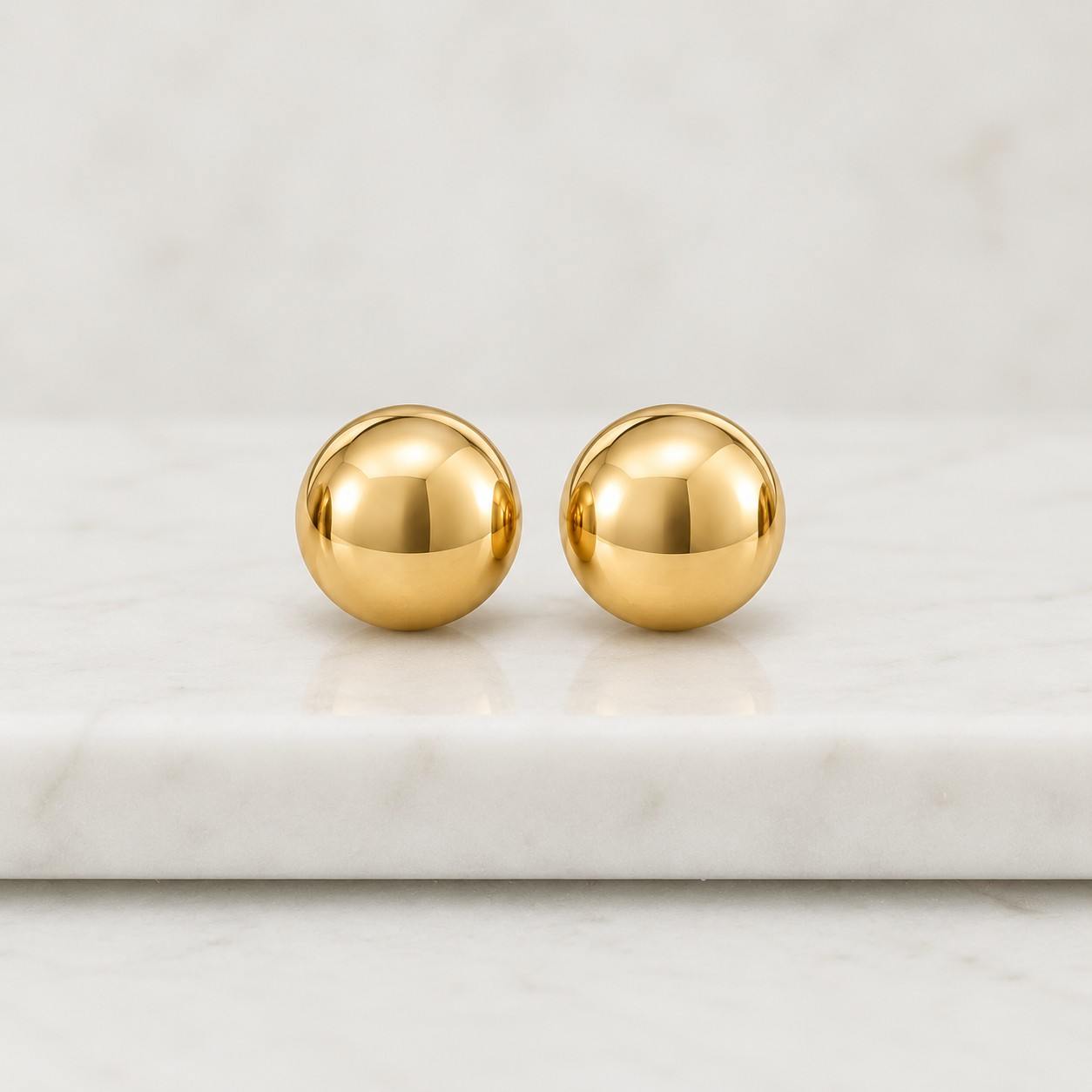 Classic Ball Stud • 18K Gold Plated • Sphere Posts Stud Earrings • 8 Sizes 2mm 3mm 4mm 5mm 6mm 8mm 10mm 12mm • Modern Woman Jewelry Gift
