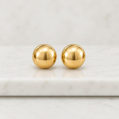 Classic Ball Stud • 18K Gold Plated • Sphere Posts Stud Earrings • 8 Sizes 2mm 3mm 4mm 5mm 6mm 8mm 10mm 12mm • Modern Woman Jewelry Gift
