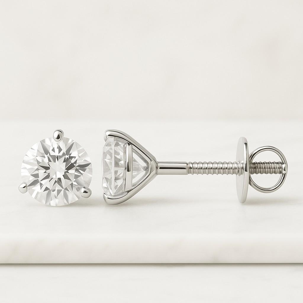 Classic Diamond Earrings Round Cut Lab Grown Diamond Earrings Round Diamond Studs IGI Certified Diamond