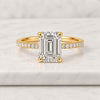 Emerald Cut Lab-Grown Diamond Pave Set Engagement Ring
