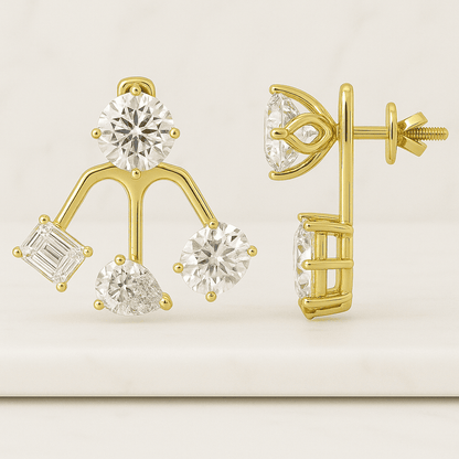 14K Gold Lab-Grown Heart Diamond Stud Earrings