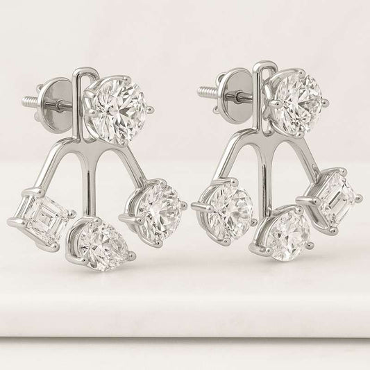 14K Solid Gold Earrings For Women, Classic Diamond Earrings