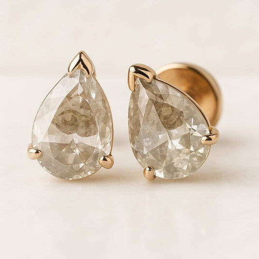 Classy Round Diamond Studs With Secure Screwbacks 