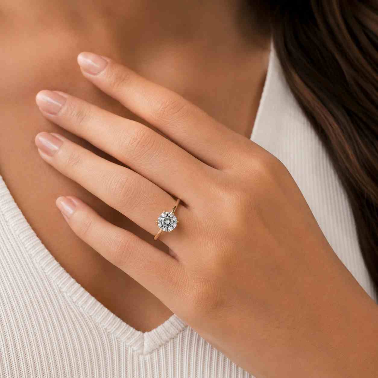  Claw Prong Set Ring Genuine Lab Grown Diamond Proposal Ring